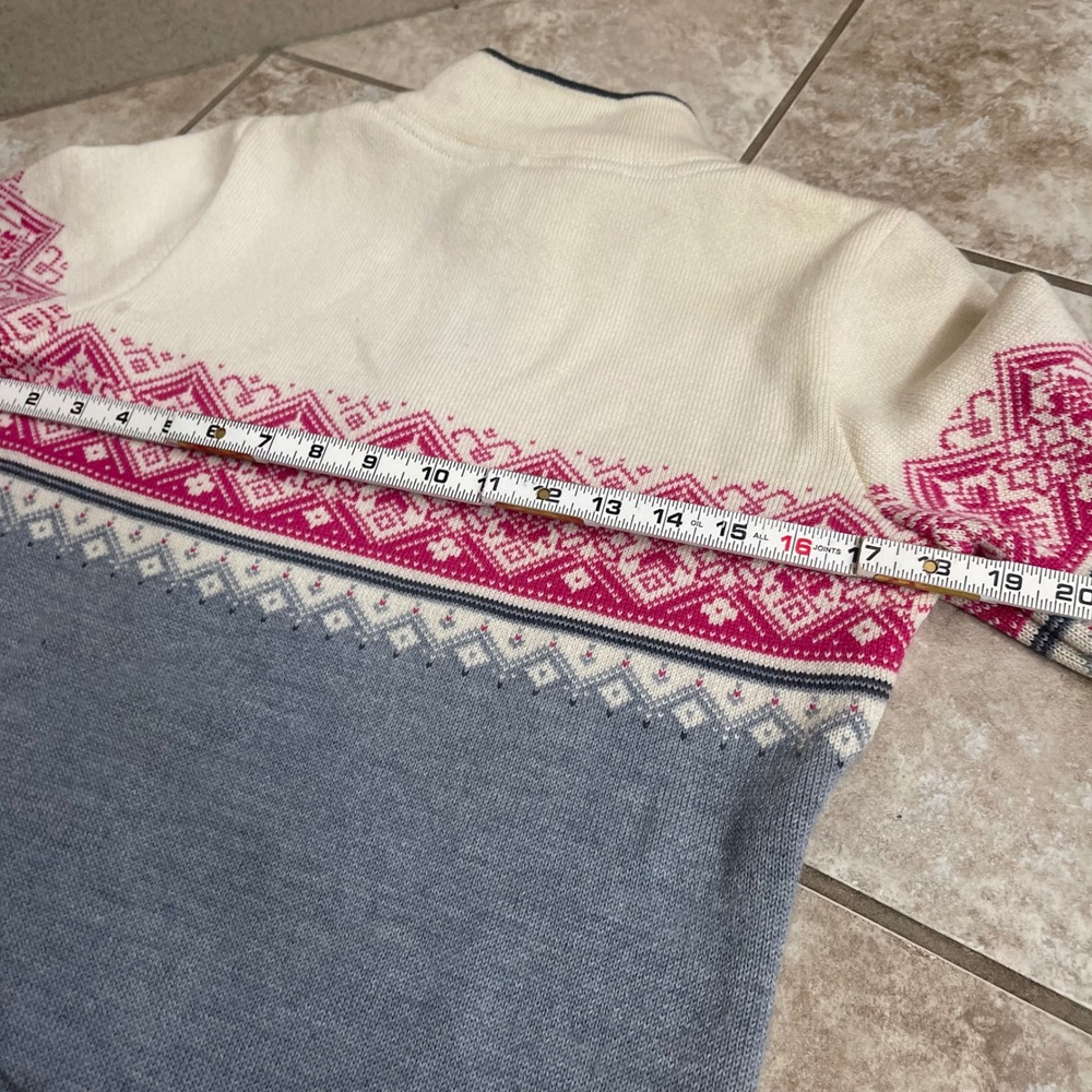 Dale Of Norway Women's St. Moritz Merino Wool Fair Isle Quarter Zip Sweater M - Picture 4 of 8